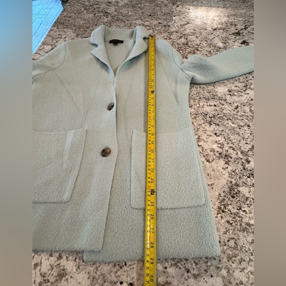 Ann Taylor Sage‎ Green Knit Blazer Cardigan Sweater Pockets Small RN77379 - Picture 4 of 7